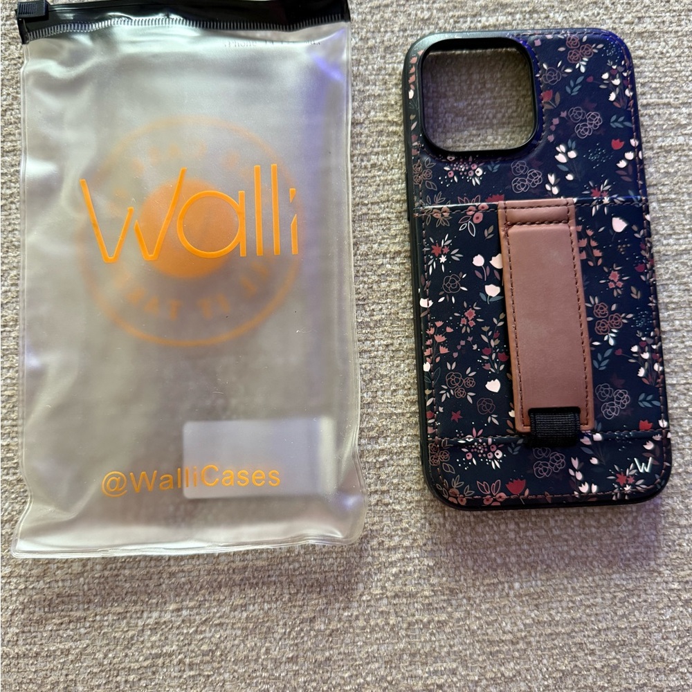 Walli Navy and Tan Floral Phone Case for iPhone 14 Pro Max